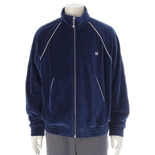 セリーヌ 2024 トリオンフ ベルベット トラック ジャケット ネイビー XL