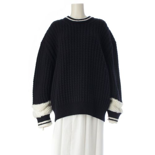 シャネル 2025 COCO NEIGE ココネージュ ウール バックココマーク ニット セーター P79703 ブラック×ホワイト 44