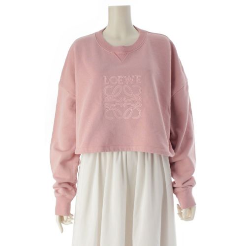 ロエベ コットン ANAGRAM アナグラム ロゴ クロップド スウェット ピンク M