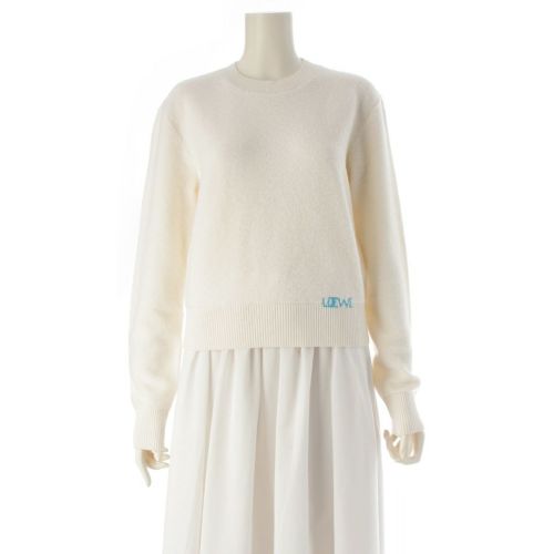 ロエベ 2025 ウール ロゴ刺 ミディアムウェイト ニット セーター S359Y14KJ6 エクリュ S