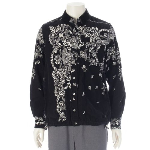 サカイ 19年 ペイズリー バンダナ柄 コーデュロイ 長袖シャツ トップス 19-02057M ブラック 2