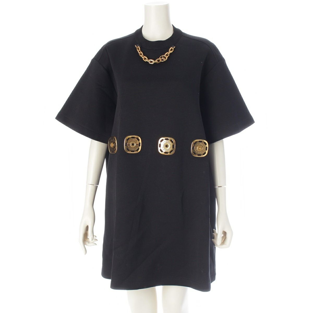 ルイヴィトン 23年 ビッグボタン チェーン ワンピース 1ABRHP ブラック S