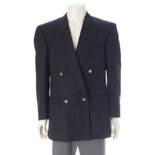 クリスチャンディオール ムッシュ ウール CD 銀ボタン テーラードジャケット アウター ネイビー