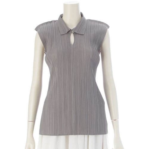 プリーツプリーズ イッセイミヤケ ノースリーブ ポロシャツ トップス PP04-JK605 グレー 3