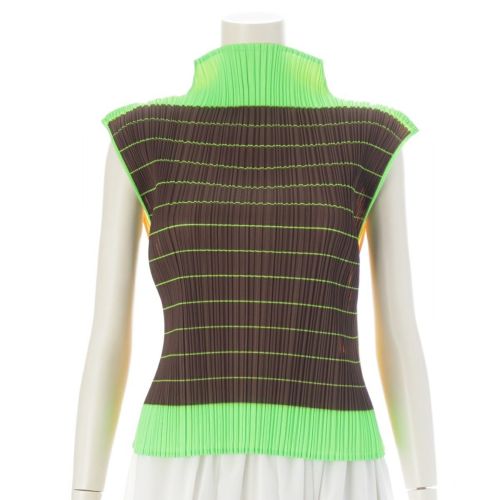 プリーツプリーズ イッセイミヤケ ボーダー ボトルネック ノースリーブ カットソー トップス PP64-JK233 マルチカラー 3