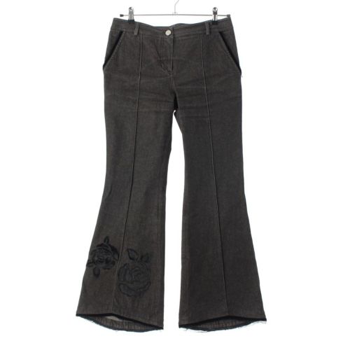 クリスチャンディオール ガリアーノ期 2005 AW コットン レース フラワー フレア デニム パンツ ボトムス 5H12044801 ブラック 38