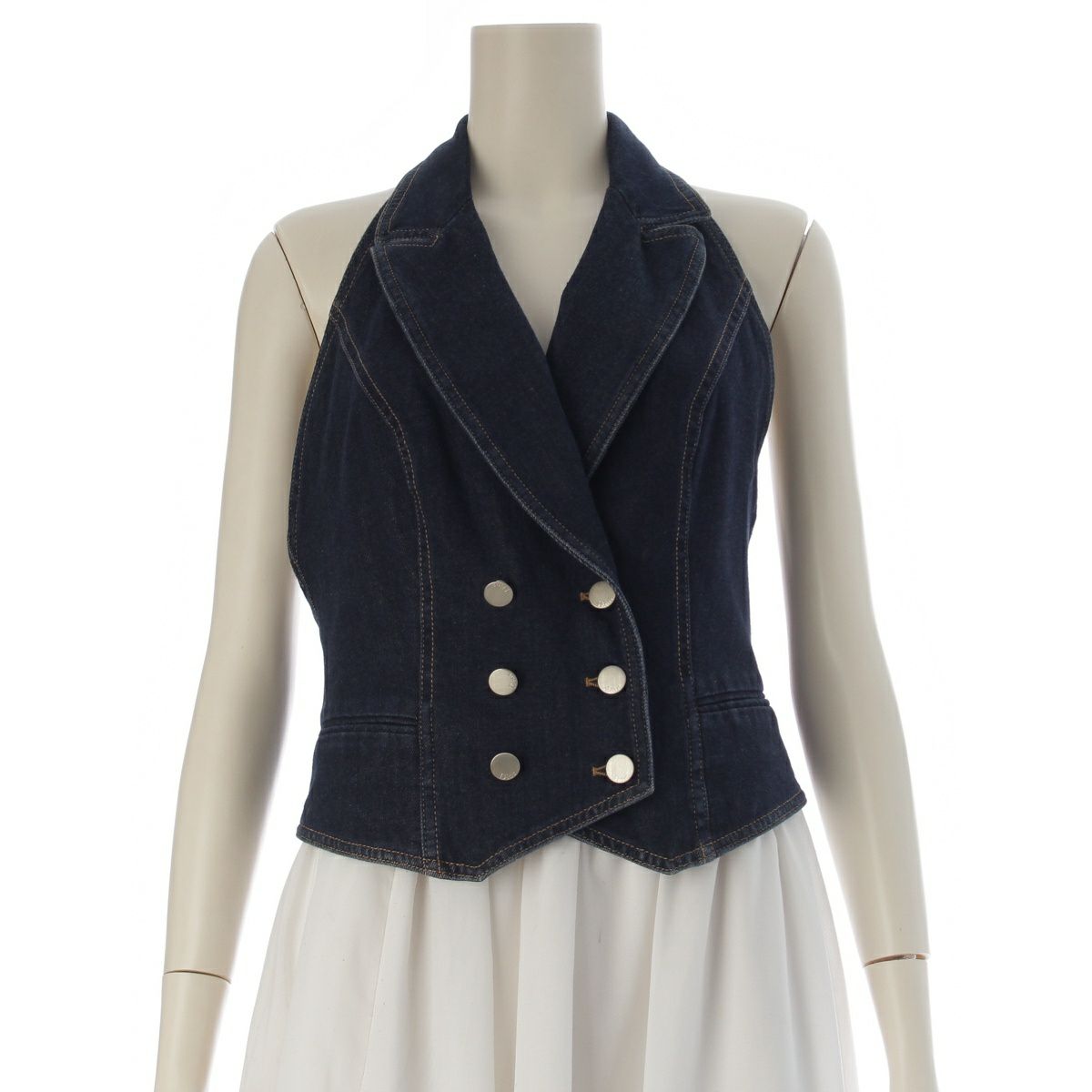 クリスチャンディオール ガリアーノ期 2008 デニム ジレ ベスト インディゴ 42