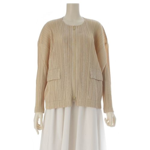 プリーツプリーズ イッセイミヤケ 24AW ノーカラー ジップアップ ジャケット PP43JC392 ベージュ 3