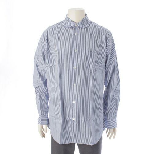 コムデギャルソン 25SS コットン フォーエバーラウンド ストライプ 長袖シャツ トップス FZ-B22 ホワイト ブルー XL