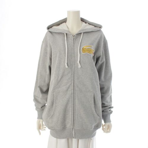 コムデギャルソンシャツ ラコステ コットン コラボレーション ロゴ パーカー フルジップ フーディー トップス スウェット FL-T006 グレー