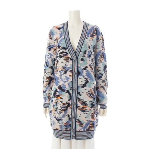 ミッソーニ ウール 総柄 カーディガン トップス ロング ブルー 44