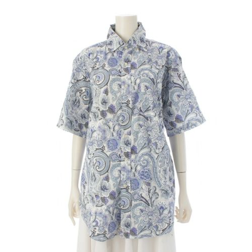 エトロ ペイズリー柄 ショートスリーブ 半袖シャツ トップス ブルー L