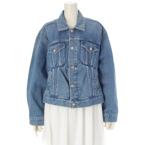 バレンシアガ 2017 コットン 再構築 スウイング デニム テーラードジャケット 446443 ライトブルー 34