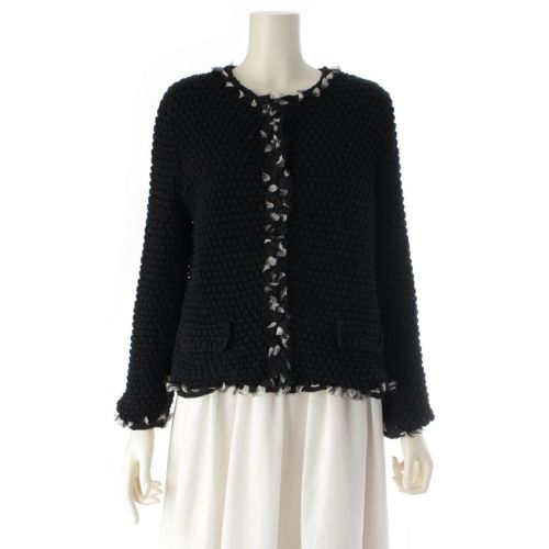 ドルチェアンドガッバーナ スペシャルエディション コットン ドット フリル ノーカラージャケット ブラック 42