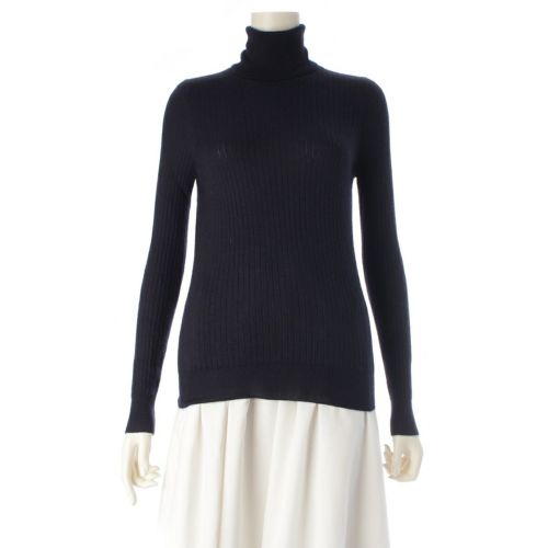 ドゥロワー カシミヤ シルク 18G リブタートル ニット 6513-106-0582 ネイビー 2