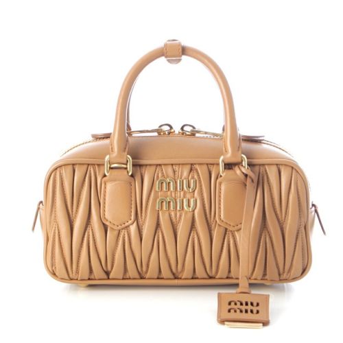 ミュウミュウ マテラッセ Arcadie アルカディ レザー 2WAY ショルダー ハンドバッグ 5BB142 キャラメル