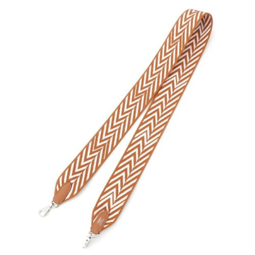 エルメス 2024 W刻 バンドリエール サングル ジグザグ ショルダーストラップ シルバー金具 エクリュ×ゴールド