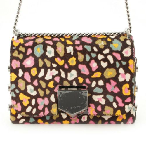 ジミーチュウ(Jimmy Choo) Lockett ハラコ チェーン ショルダーバッグ レオパード柄 マルチカラー