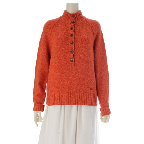 バーバリー ウール カシミヤ アンゴラ ロゴ刺繍 ニット セーター トップス オレンジ 5