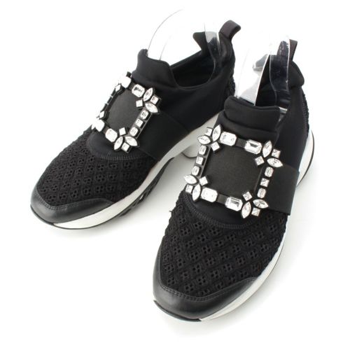 ロジェヴィヴィエ ヴィヴラン メッシュ ビジュー スニーカー シューズ ブラック 39