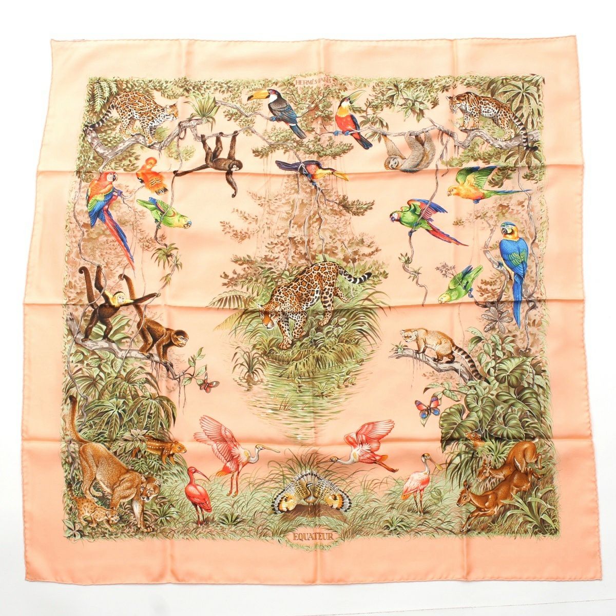 エルメス カレ90 シルク EQUATEUR 赤道直下 スカーフ ピンク | 中古