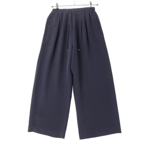 ドゥロワー 24年 FALL1 シルクジョーゼット クロップド スラックス パンツ 6514-299-1484 ネイビー 34