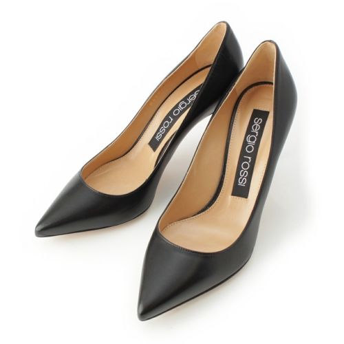セルジオロッシ レザー ヒール パンプス シューズ ブラック 37 1/2