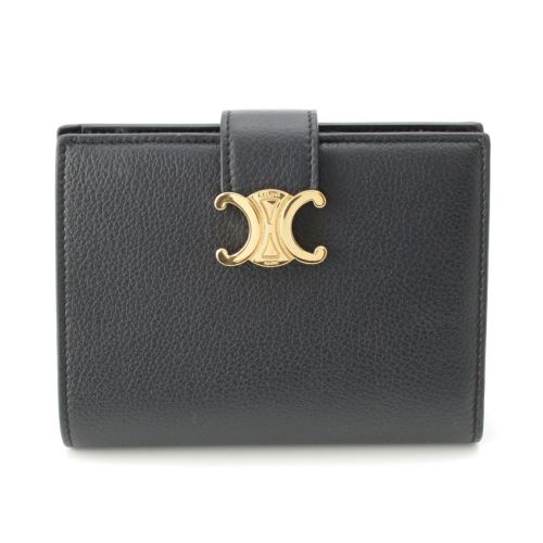 セリーヌ サプルグレインドカーフスキン ニノ ストラップウォレット 二つ折り財布 10M913GHH ブラック