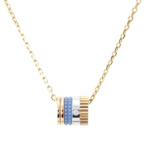 ブシュロン QUATRE BLUE EDITION Au750 キャトル ダイヤ ペンダント ネックレス スモール JPN00635 ゴールド ブルー 5.7g