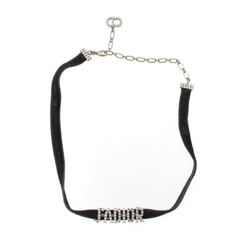クリスチャンディオール J'ADIOR ラインストーン チョーカー ネックレス アクセサリー ブラック