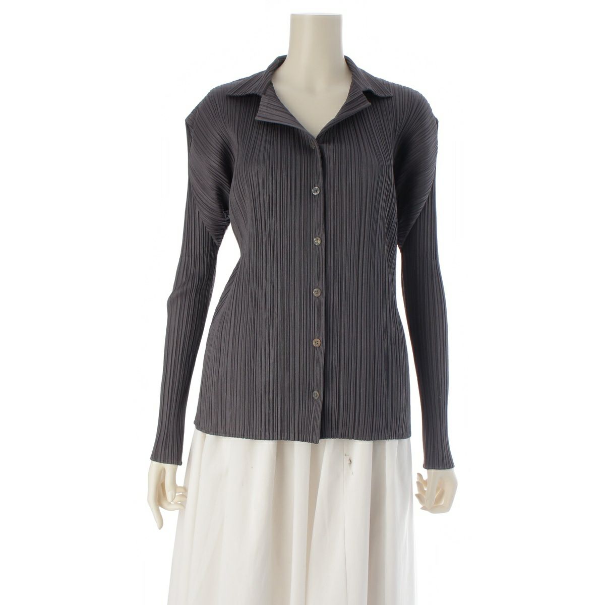 プリーツプリーズ イッセイミヤケ 長袖シャツ トップス PP05-JJ001 グレー 3