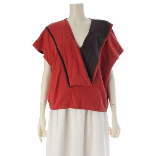 イッセイミヤケ 80s コットン 筆タグ 変形 トップス Tシャツ トップス LL61201 オレンジ ブラウン M