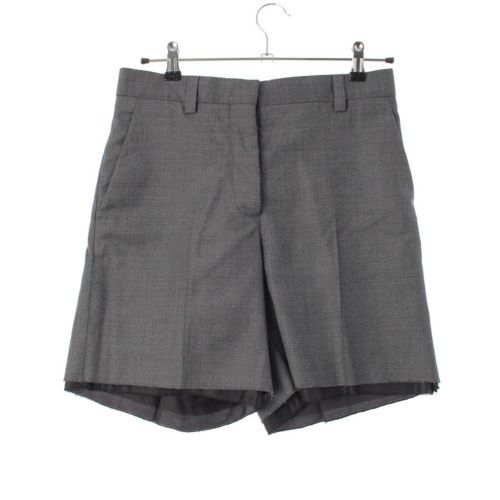 ミュウミュウ ウール グリザイユ バックロゴ フェイクレイヤード チェック ショート パンツ ボトムス MP1738 グレー 36