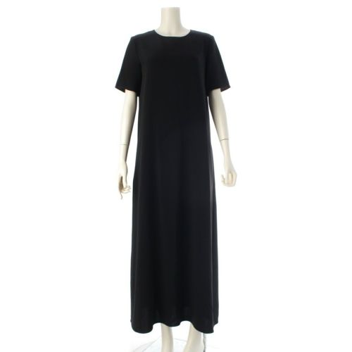 ザロウ 25SS ROBI トリアセテート ポリエステル ドレス 半袖 ロング ワンピース 5576-W1968 ブラック XS