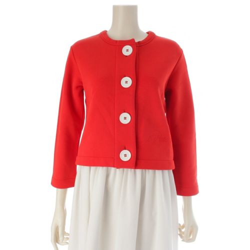 パトゥ 25SS オーガニックコットン ビッグボタン ロゴ刺繍 カーディガン トップス 25S-JE155-9995 レッド XS