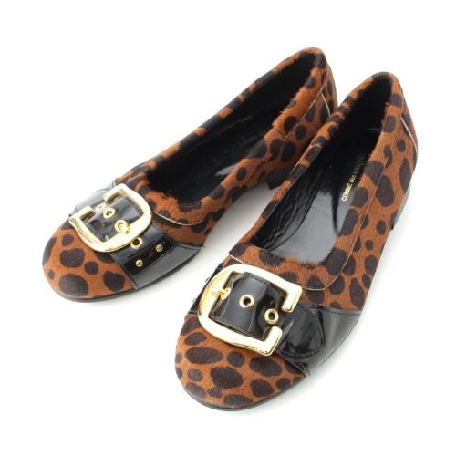 コムデギャルソンオムプリュス AD2009 09AW ハラコ アニマル ベルト バックル バレリーナ フラット バレエシューズ ブラウン 25cm