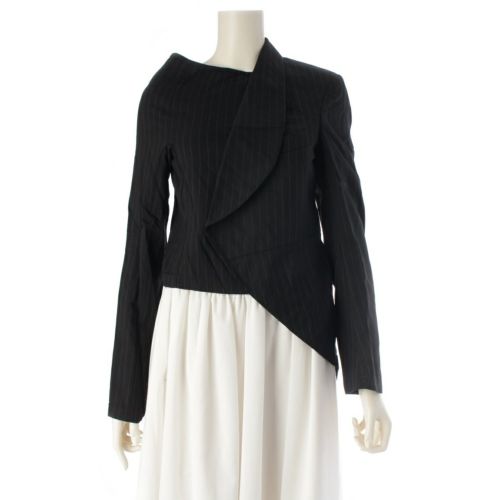 コムデギャルソン AD2007 07AW アシンメトリー 変形 プルオーバー テーラードジャケット ストライプ GT-J011 ブラック SS