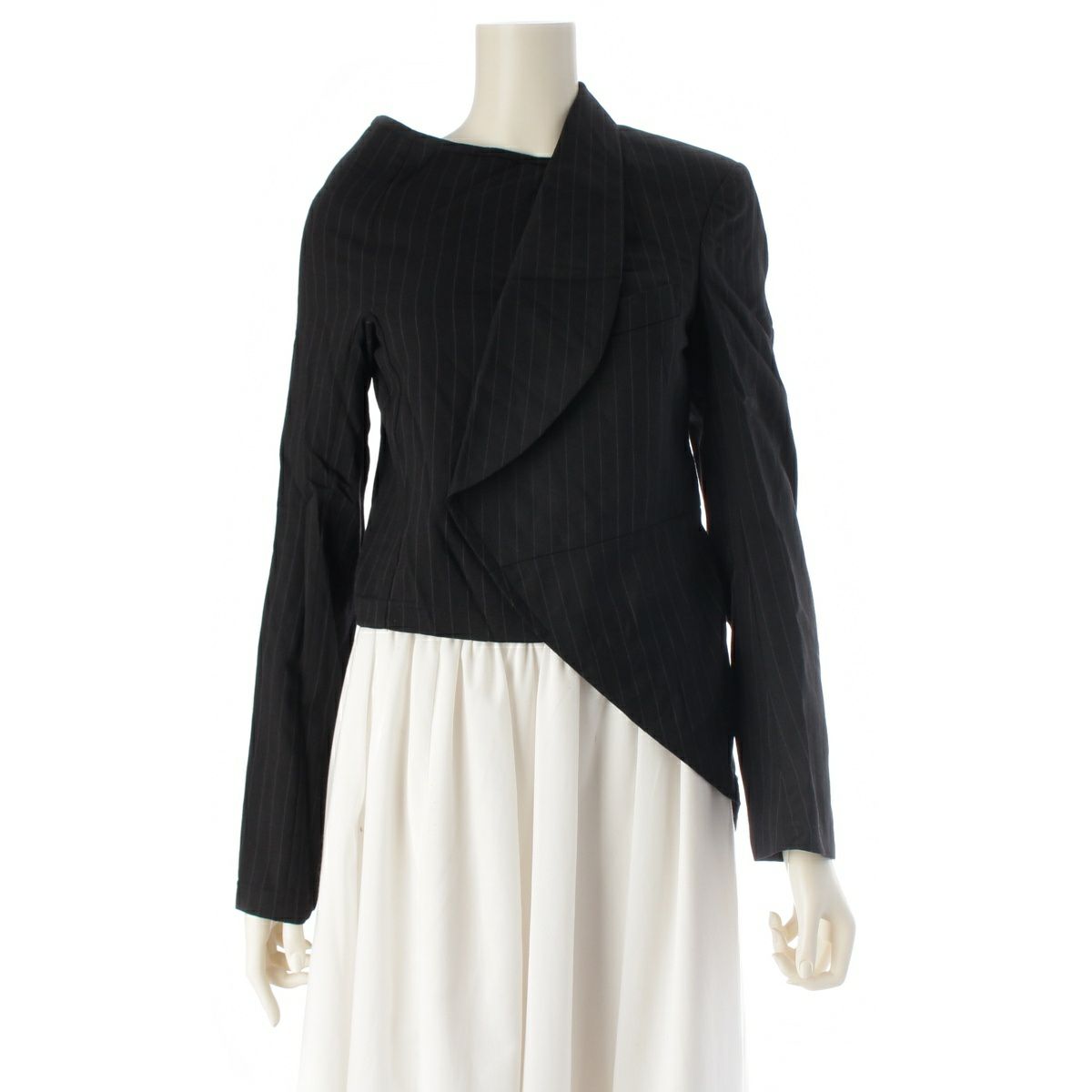 コムデギャルソン AD2007 07AW アシンメトリー 変形 プルオーバー テーラードジャケット ストライプ GT-J011 ブラック SS