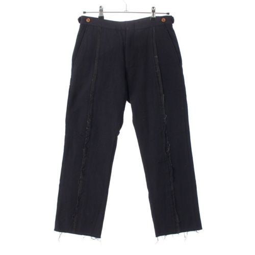 コムデギャルソンオムプリュス AD2002 02AW ウール 4つの黒 裁ち切りデザイン ライン スラックス パンツ ボトムス PG-P015 ネイビー S