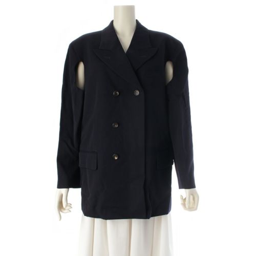 コムデギャルソン AD1988 88AW ウール 脇 サークル カットアウト ダブルブレスト テーラードジャケット アウター GJ-05009M ネイビー M
