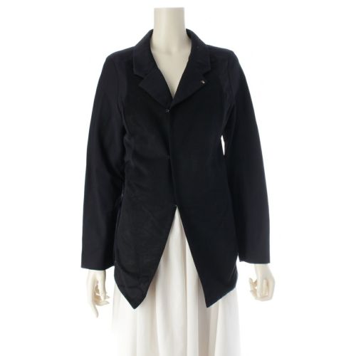 コムデギャルソン AD1993 93AW シルク 前身頃ウール切替 フック ロング テーラードジャケット GJ-04010M ネイビー ブラック M
