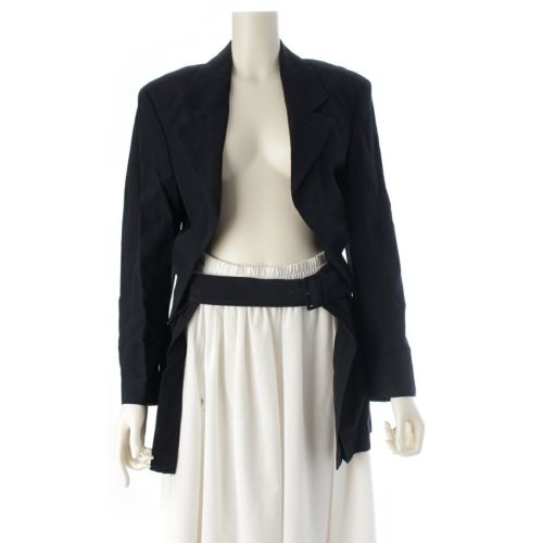 コムデギャルソン 80s e80s ヴィンテージ 変形 フリルカラー ベルトデザイン テーラードジャケット AD表記無し GJ-11003M ネイビー M