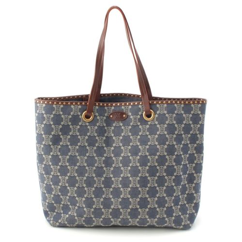 セリーヌ デニム マカダム トートバッグ ネイビー ブラウン