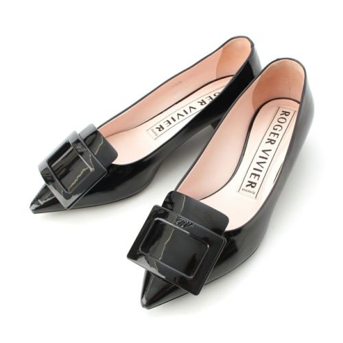 ロジェヴィヴィエ パテントレザー バックル ヒール パンプス シューズ ブラック 35.5