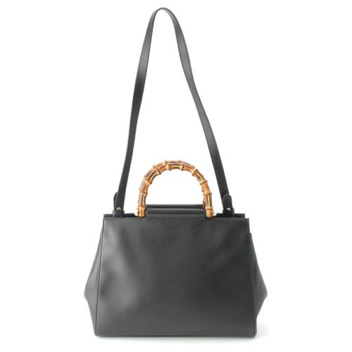 グッチ バンブー ニムフェア レザー ゴールド金具 パール ハンドバッグ 2WAY ショルダー 453766 ブラック