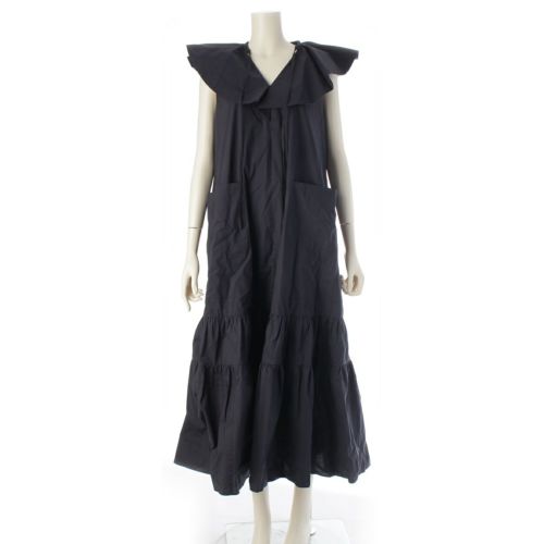 T-マット マサキパリ ドゥロワー別注 FRILL VN LONG DRESS ワンピース ドレス ネイビー 1