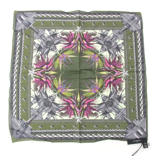 ジバンシー 2012 12SS コットン 極楽鳥花 ハンカチ バンダナ グリーン系