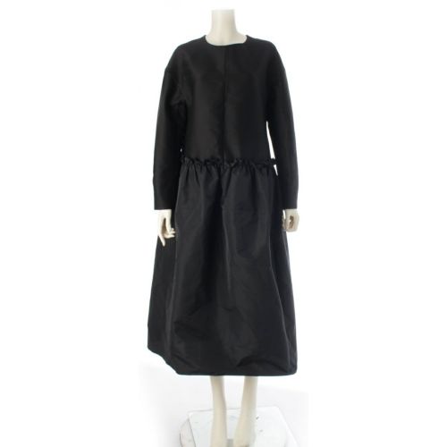 ドゥロワー ウール シルク混 WINTER2 ツイル ウエスト切替 ギャザー ワンピース ドレス 65262000008 ブラック 36