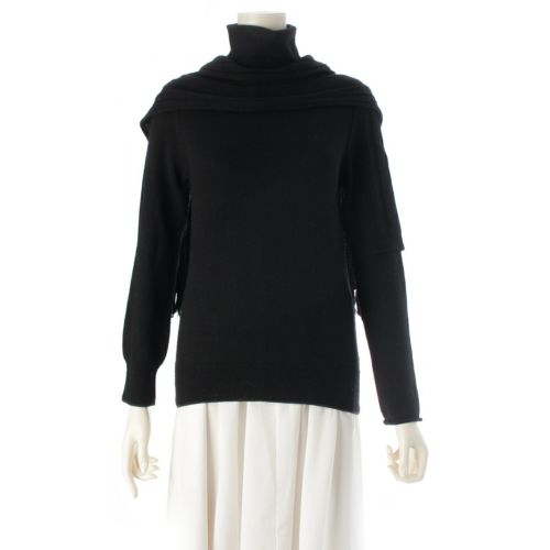 ワイズ ウール 変形 デザイン マフラー付き ニット トップス YX-K29-976 ブラック 3