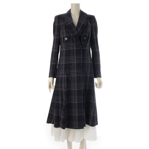 ラルフローレン パープルレーベル purple label ウール チェック柄 ロング コート ネイビー 6